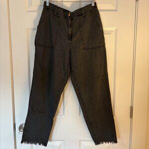 Aerie Cotton-Linen Blend Pocket Cargo Pants, Size Medium, Charcoal Grey